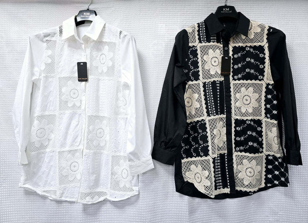 Sunflower Anglais Crochet Cotton Pure Shirt (2P. PACK) - jqwholesale.com
