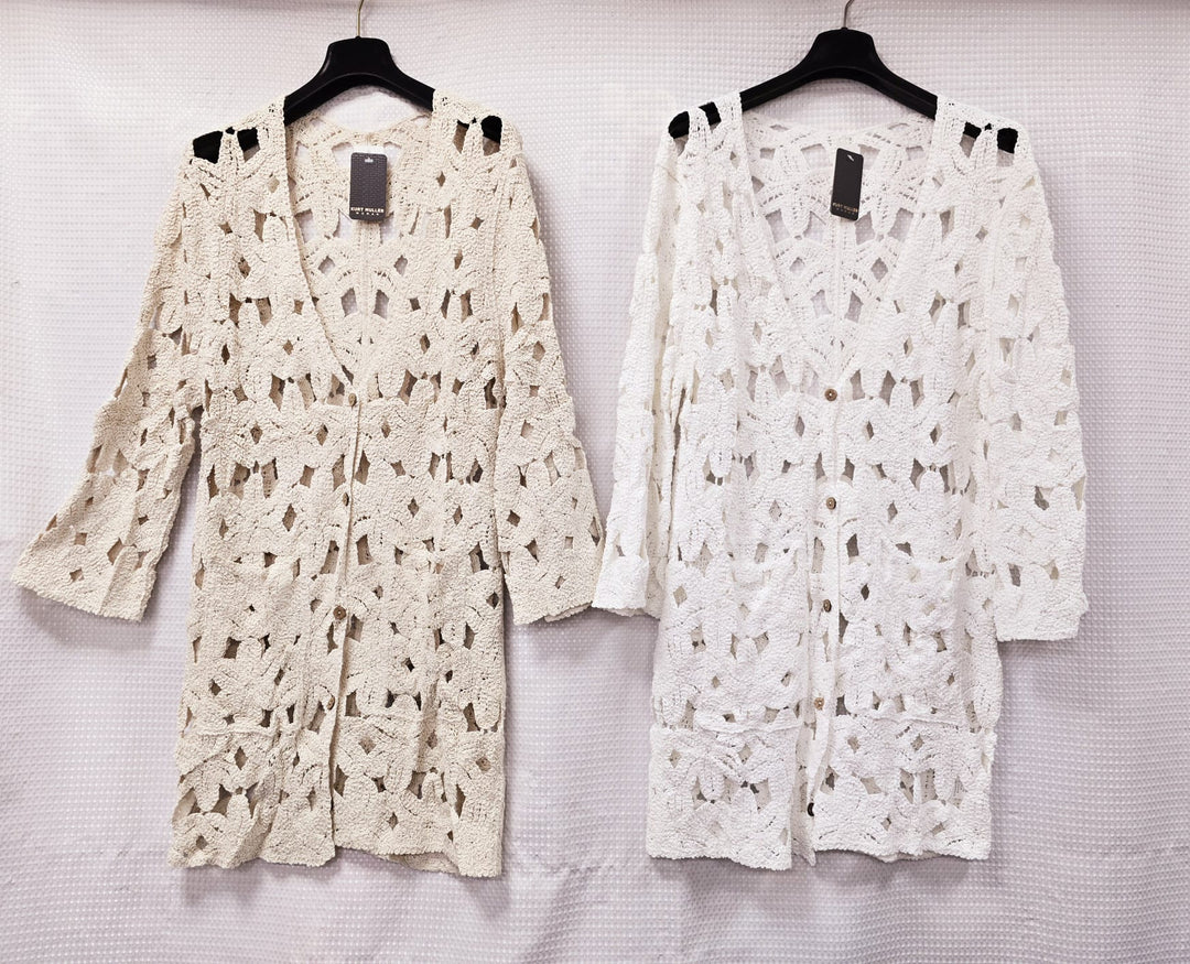 Long Crochet Cotton 2 Pocket Cardigan (2P.PACK) - jqwholesale.com