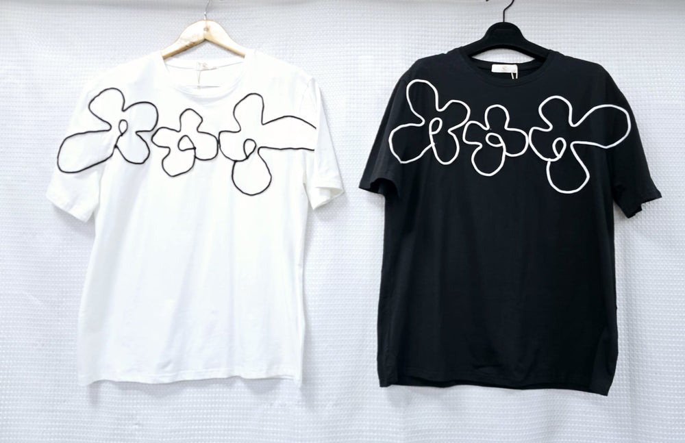 Cornelli Flower Cotton T-shirt Top (2P.PACK) - jqwholesale.com