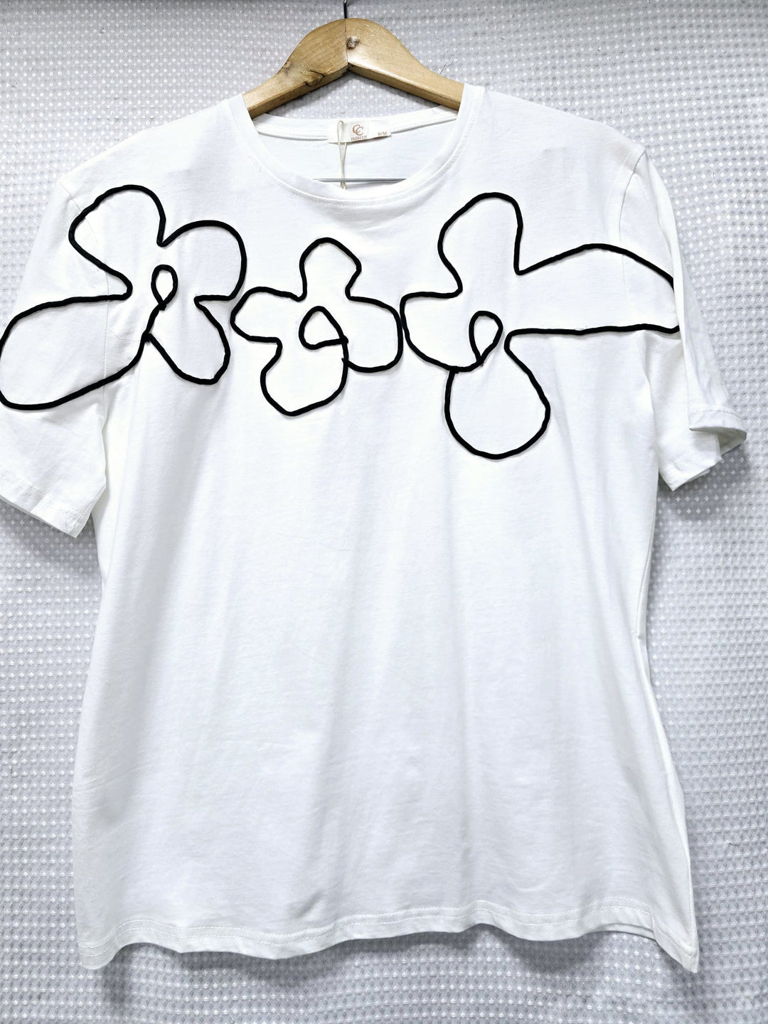 Cornelli Flower Cotton T-shirt Top (2P.PACK) - jqwholesale.com