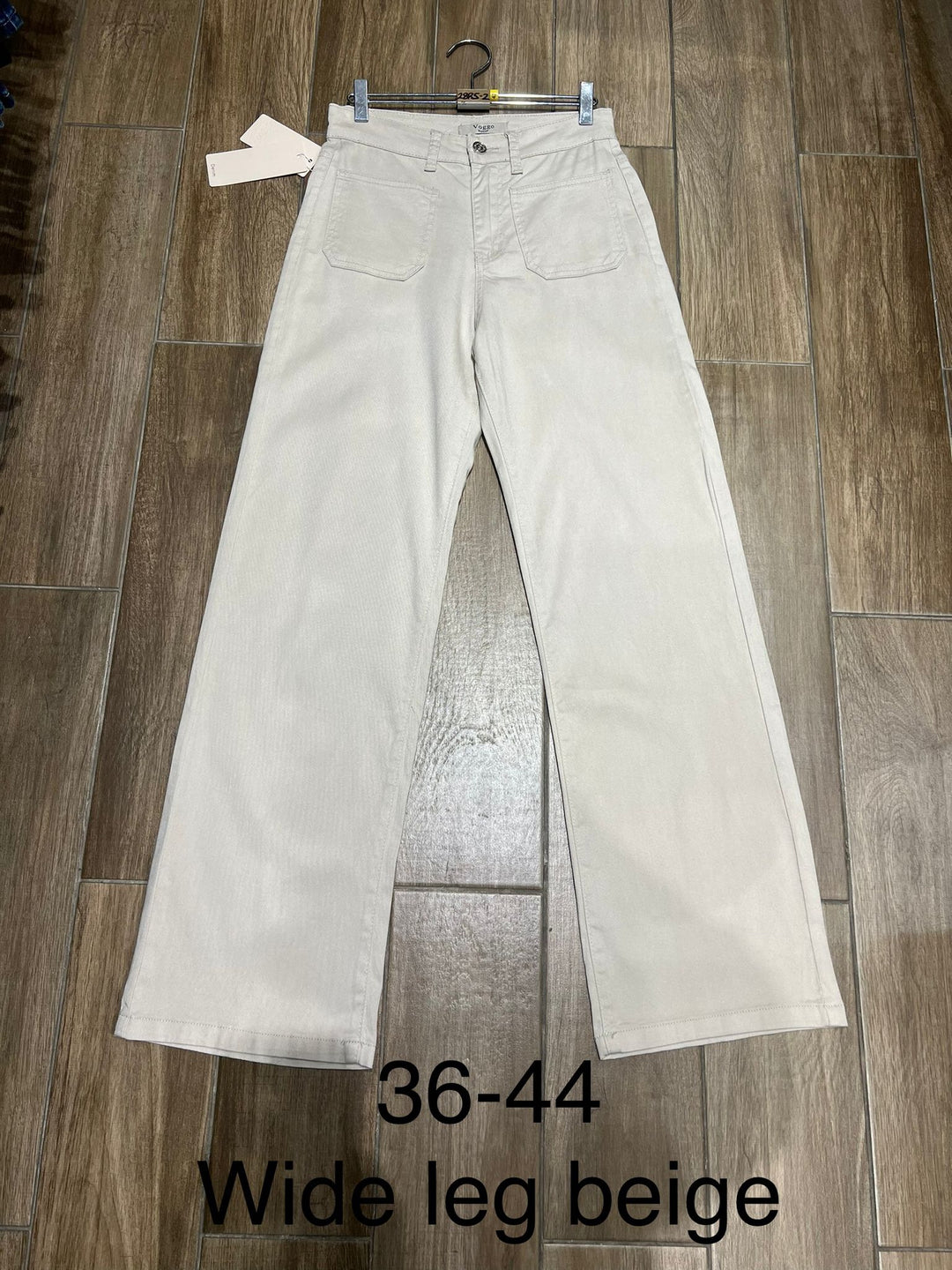 Wide Leg Beige Two Front Pocket Voggo Jeans (5P.PACK) - jqwholesale.com