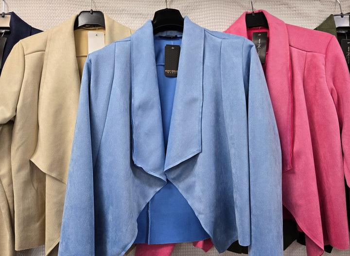 Suedette Waterfall Cropped Jacket - jqwholesale.com
