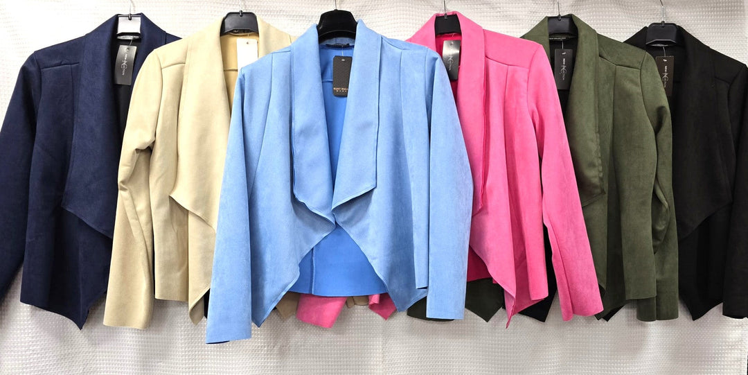 Suedette Waterfall Cropped Jacket - jqwholesale.com