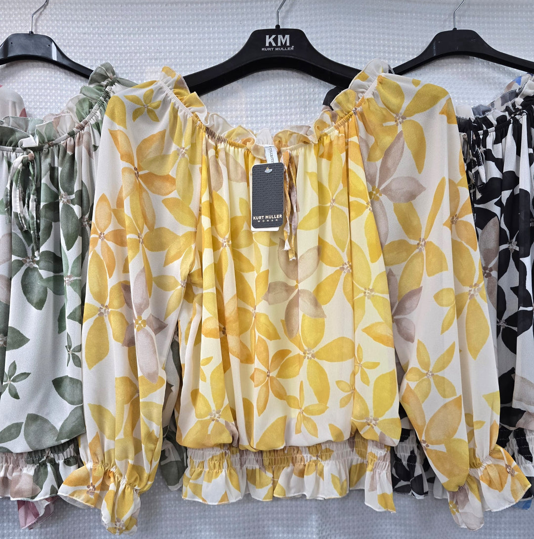 Floral Bardot Ruffle Blouse (PRE ORDER) - jqwholesale.com