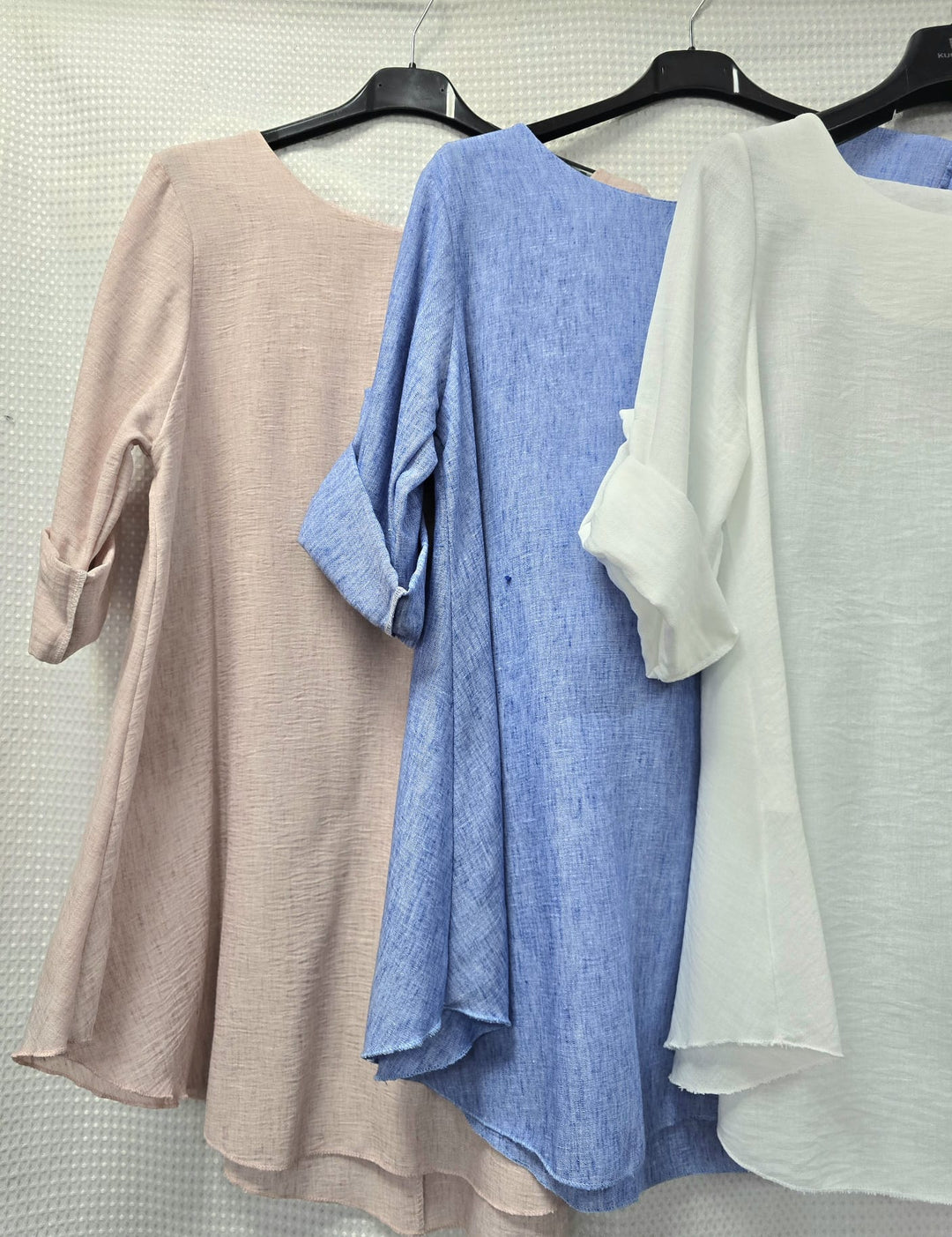 Turn Up Sleeve Curved Hem Top - jqwholesale.com