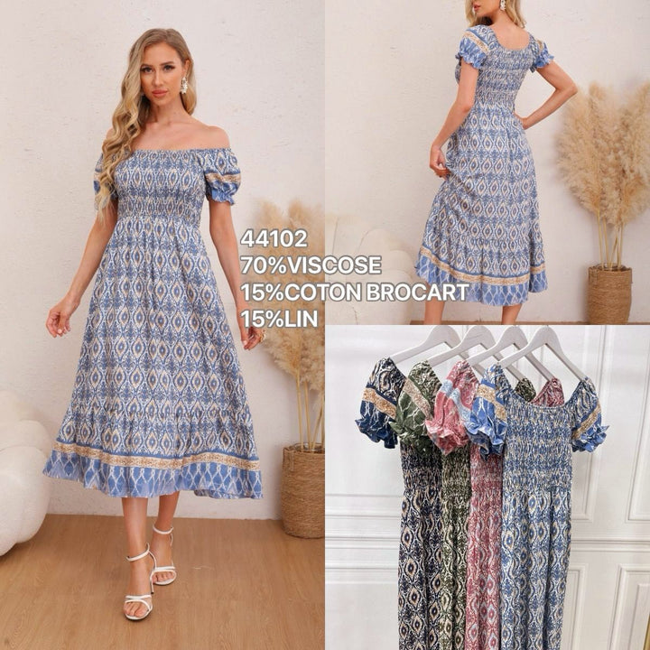 Ria Rouched Chest Maxi Dress (3P.PACK) - jqwholesale.com