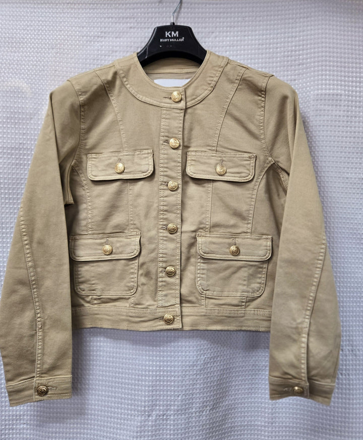 Gold Button Mandarin Cotton Stretch Jacket (10P.PACK) - jqwholesale.com