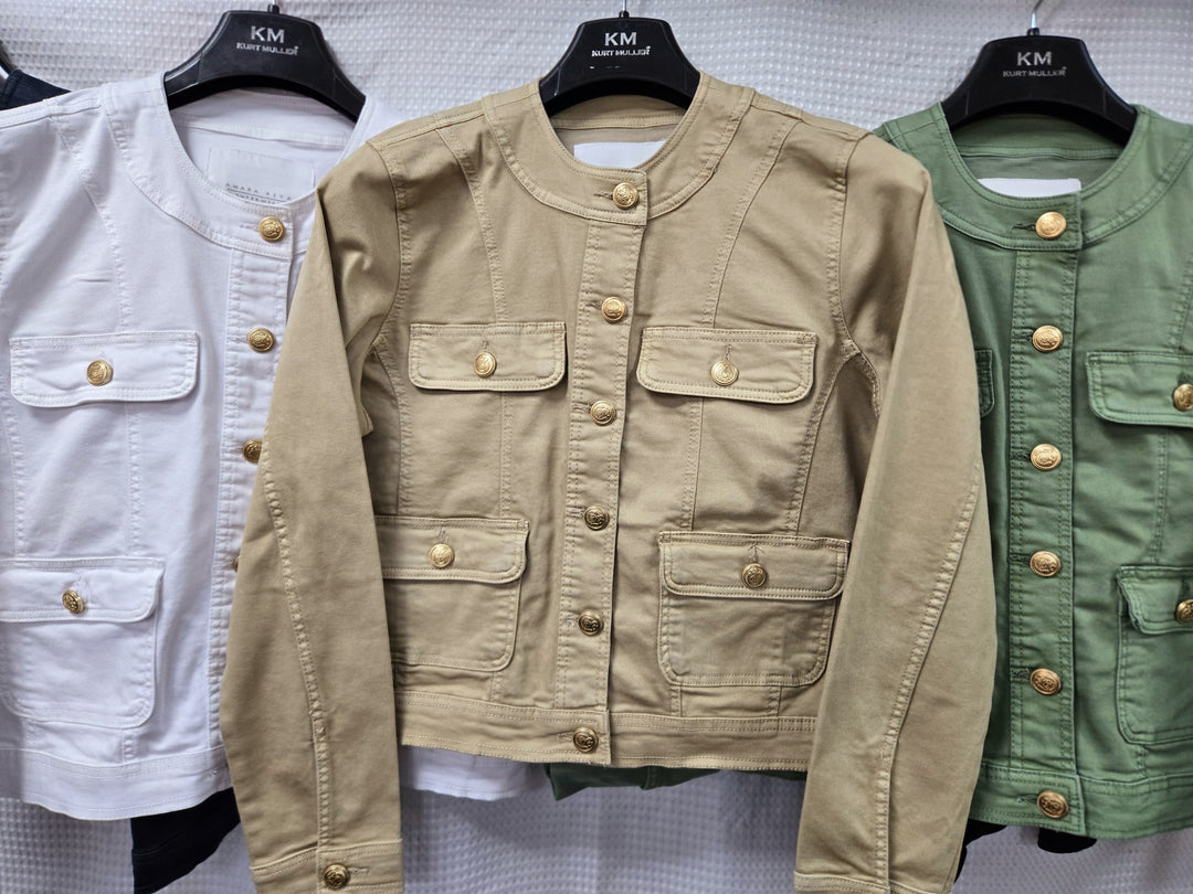 Gold Button Mandarin Cotton Stretch Jacket (10P.PACK) - jqwholesale.com