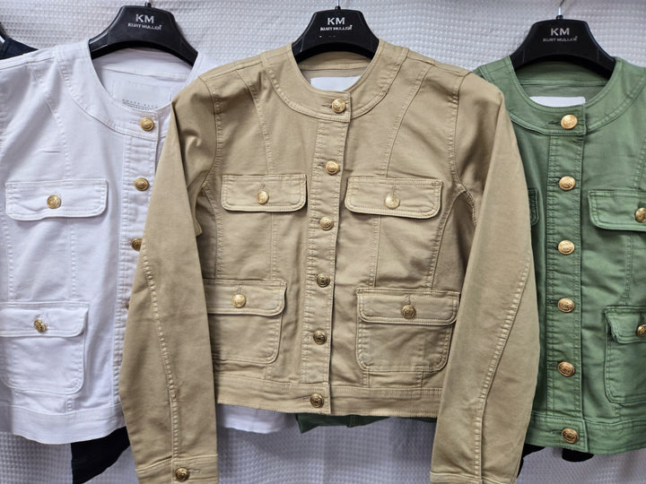 Gold Button Mandarin Cotton Stretch Jacket (10P.PACK) - jqwholesale.com