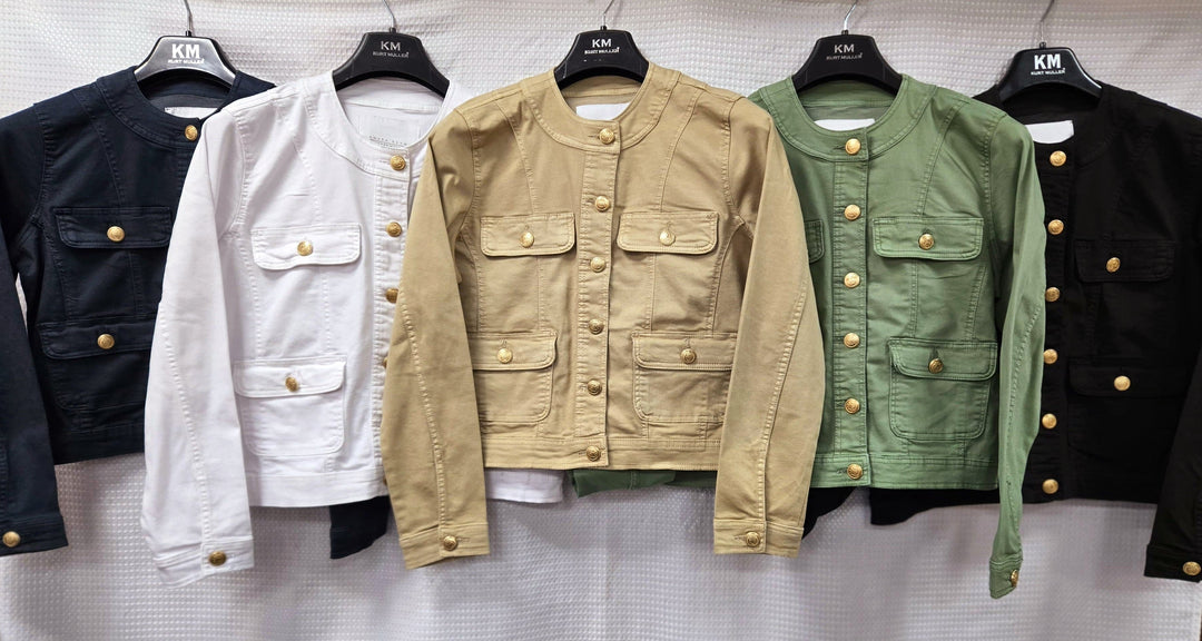 Gold Button Mandarin Cotton Stretch Jacket (10P.PACK) - jqwholesale.com