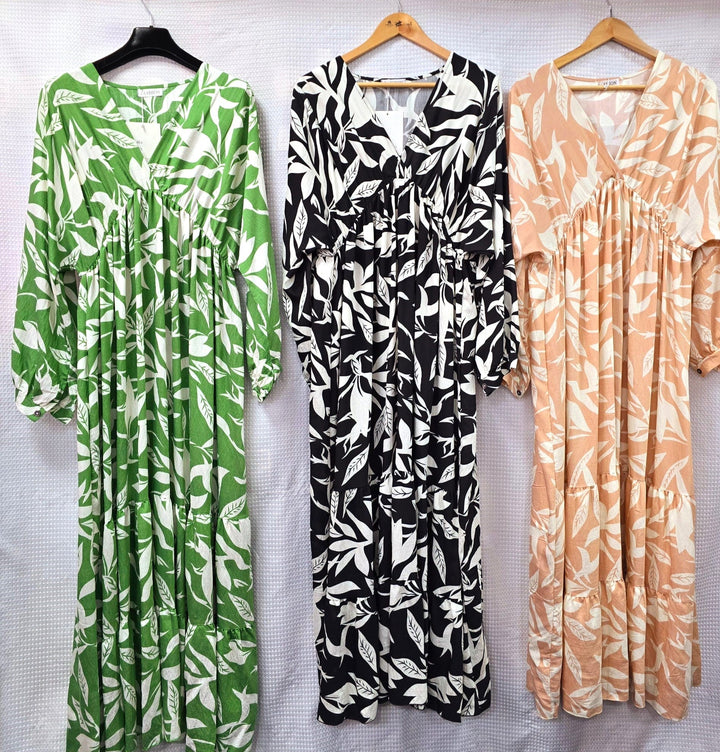 Gabriella V Neck Maxi Dress (2P.PACK) - jqwholesale.com