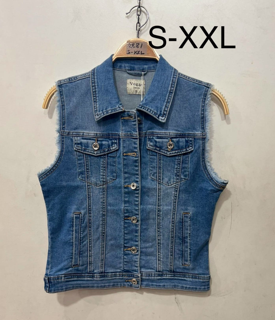 Denim Stretch Waistcoat Raw Edge (5P.PACK) - jqwholesale.com
