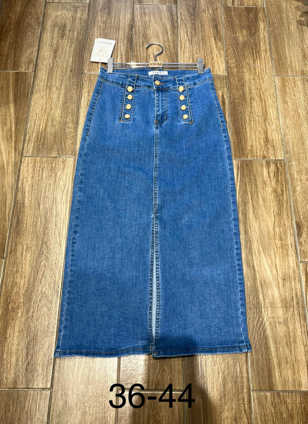 Gold Button Denim Stretch Skirt (5P.PACK) - jqwholesale.com