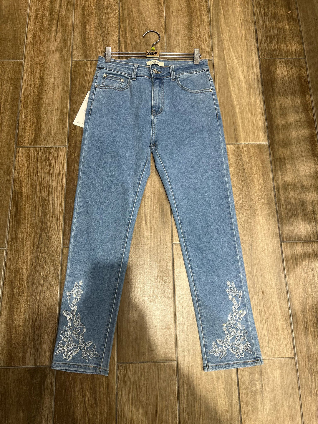 Butterfly Diamante Lace Stretch Voggo Jeans (5P.PACK) - jqwholesale.com