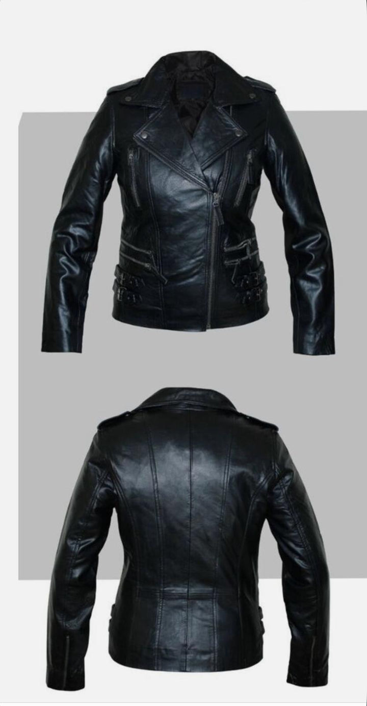 Real Leather Biker Style Jacket - jqwholesale.com