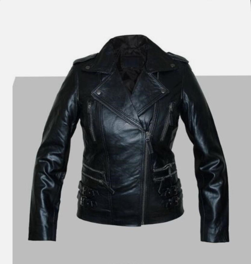 Real Leather Biker Style Jacket - jqwholesale.com
