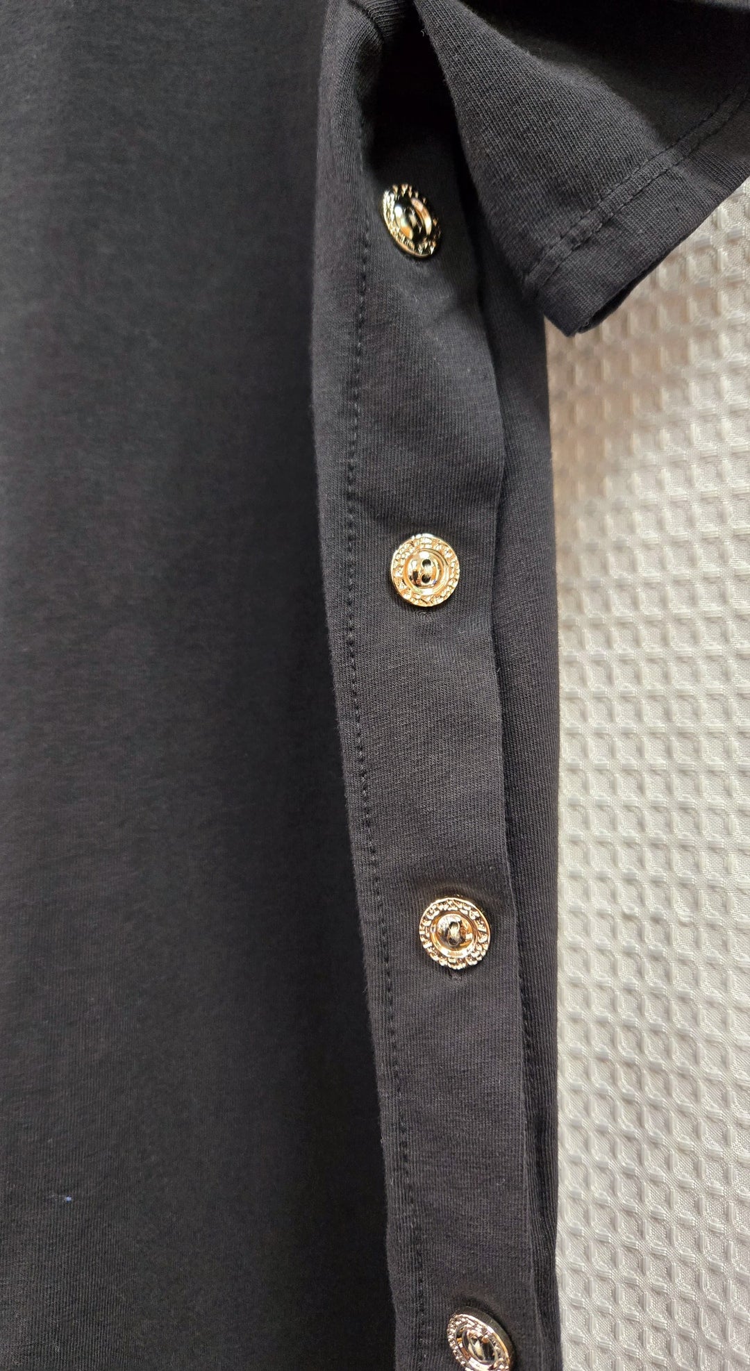 Side Gold Button Pure Cotton T-shirt Top (2P.PACK) - jqwholesale.com