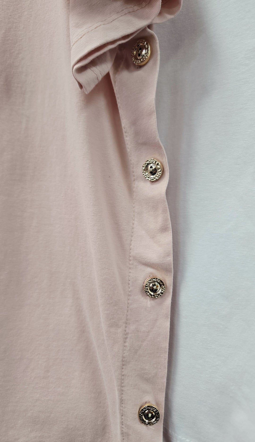 Side Gold Button Pure Cotton T-shirt Top (2P.PACK) - jqwholesale.com