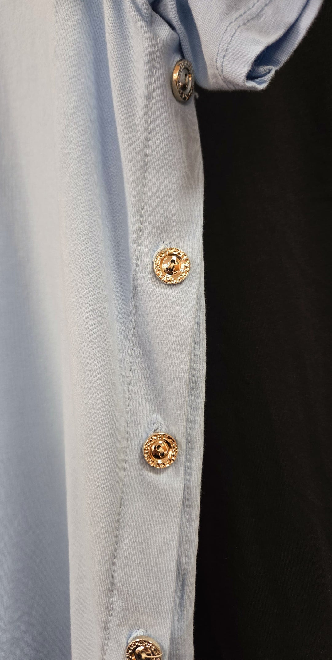 Side Gold Button Pure Cotton T-shirt Top (2P.PACK) - jqwholesale.com