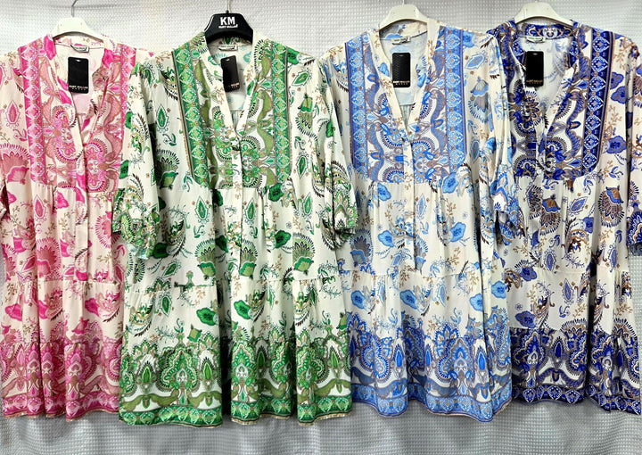 Baroque Print Smock Tunic Dress (2P.PACK) - jqwholesale.com
