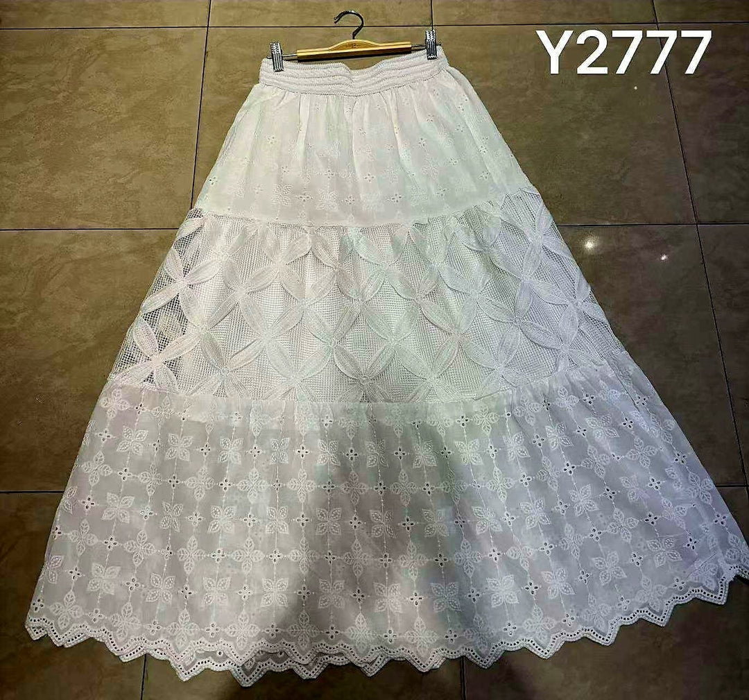 Lace Crochet Pure Cotton Maxi Skirt (2P.PACK) - jqwholesale.com