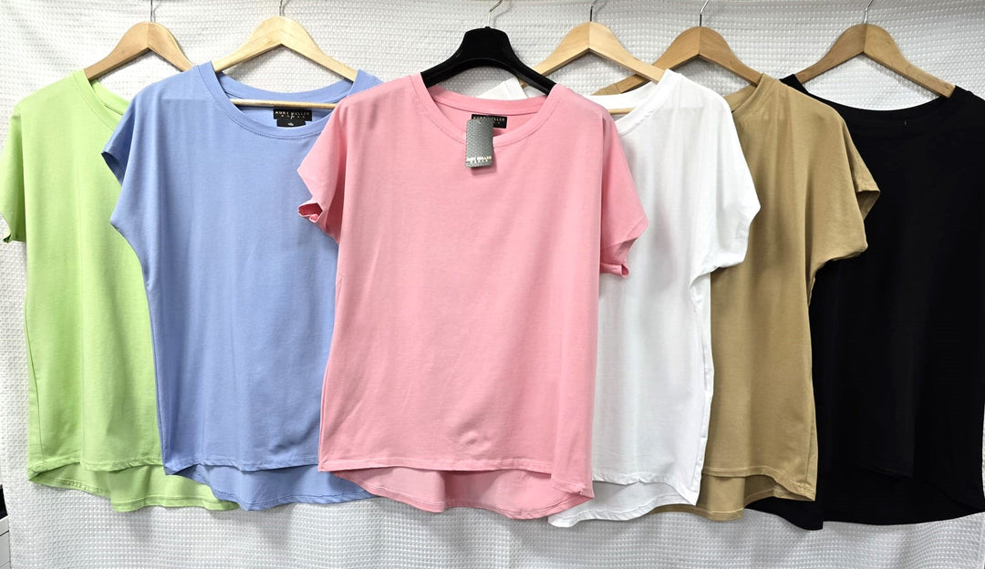 Plain High Low Cotton T-shirt Top (2P.PACK) - jqwholesale.com