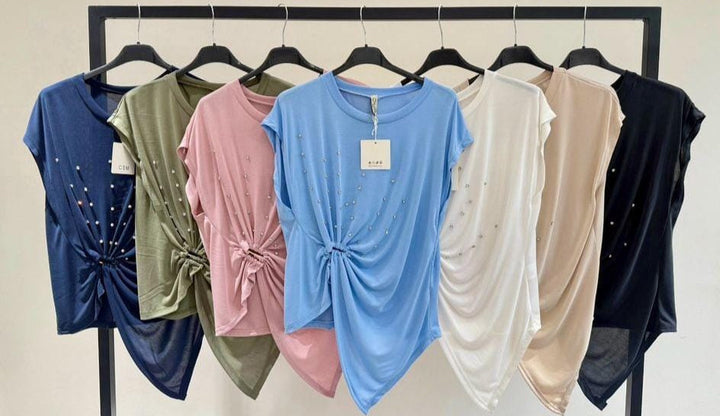 Crystal Tie Front Top (2P.PACK) - jqwholesale.com
