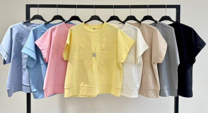 Cotton Crystal Cut Daisy Top (2P.PACK) - jqwholesale.com