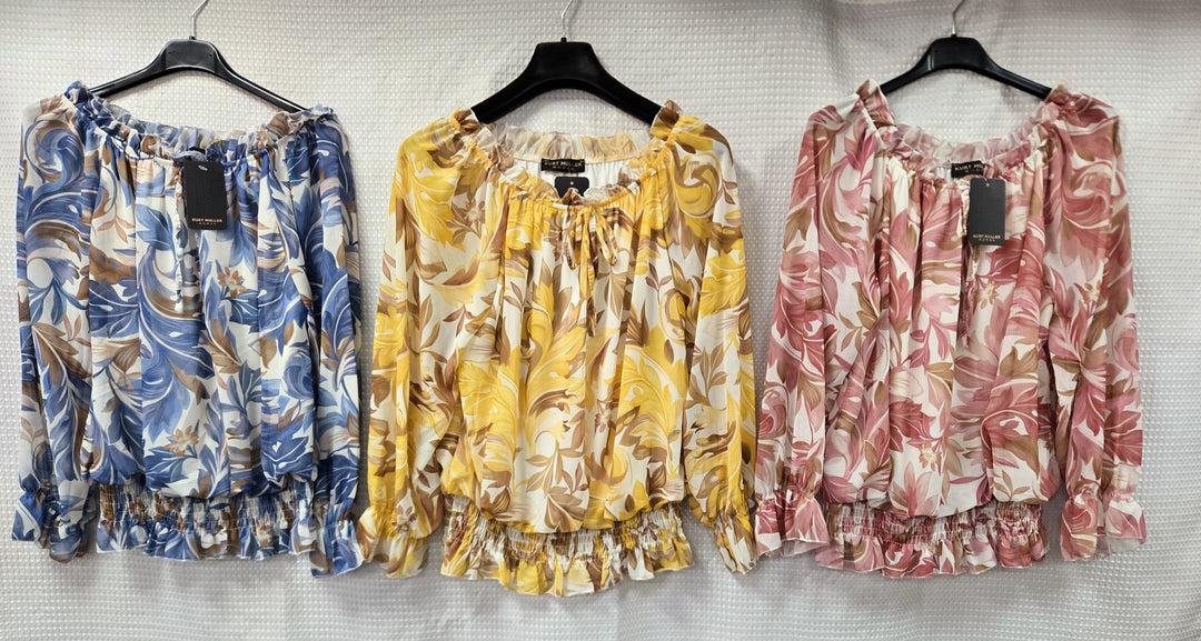 Fleur Ruffle Bardot Blouse (2P.PACK) - jqwholesale.com