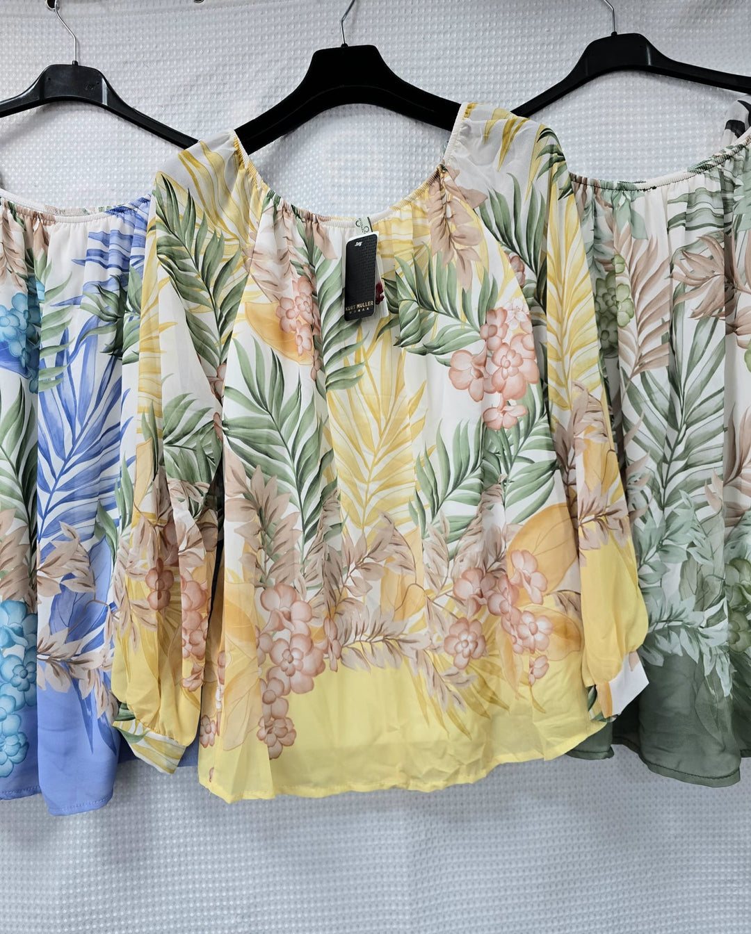 Palm Long Sleeve Bardot Blouse (2P.PACK) - jqwholesale.com