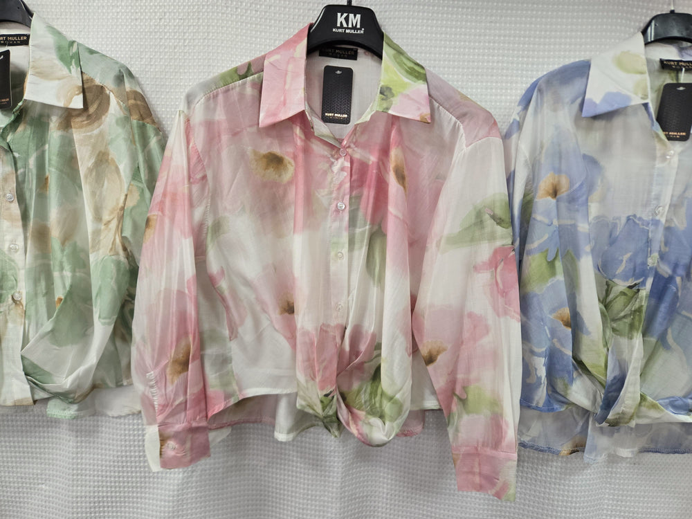Floral Tencel Tie Blouse - jqwholesale.com