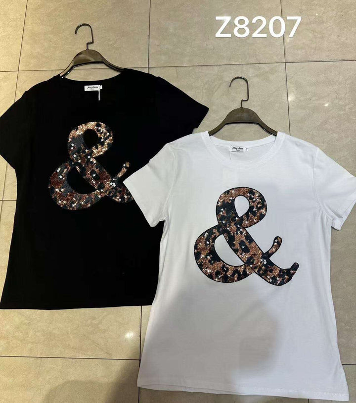 & Slogan Embellished Cotton Tshirt (2P.PACK) - jqwholesale.com