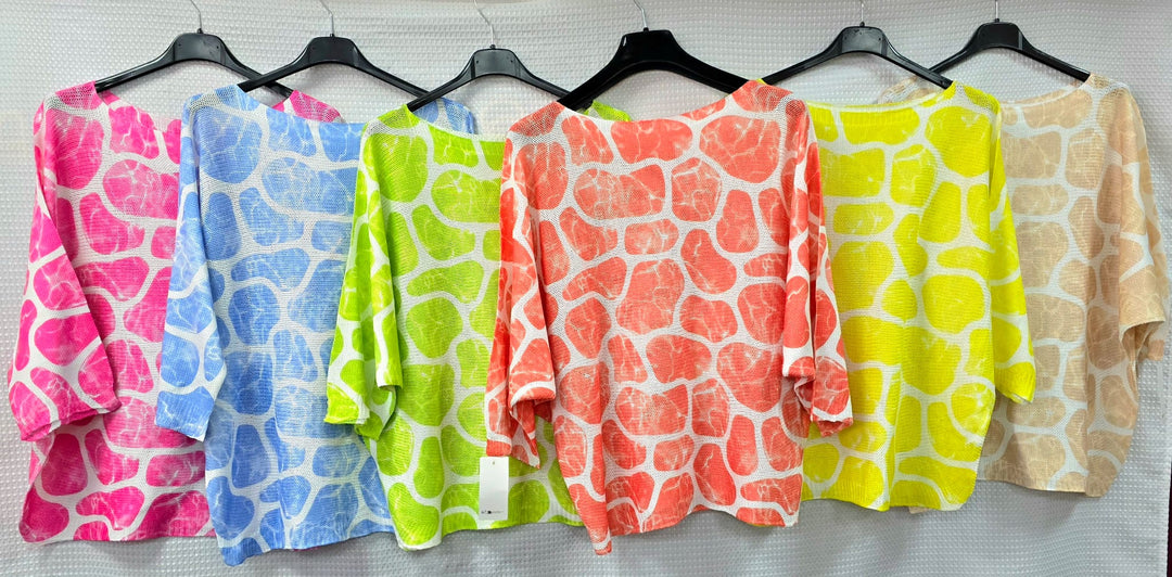 Pebble Print Crew Neck Fine Knit (2P.PACK) - jqwholesale.com