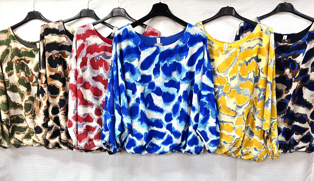Tonal Printed Bubble Hem Lined Blouse