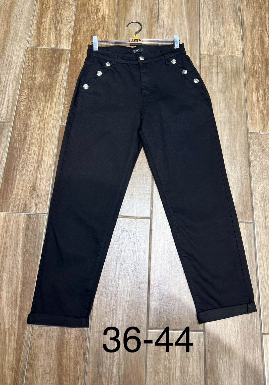 Black Side Button Mom Fit Turn up Voggo Jeans (5P.PACK)