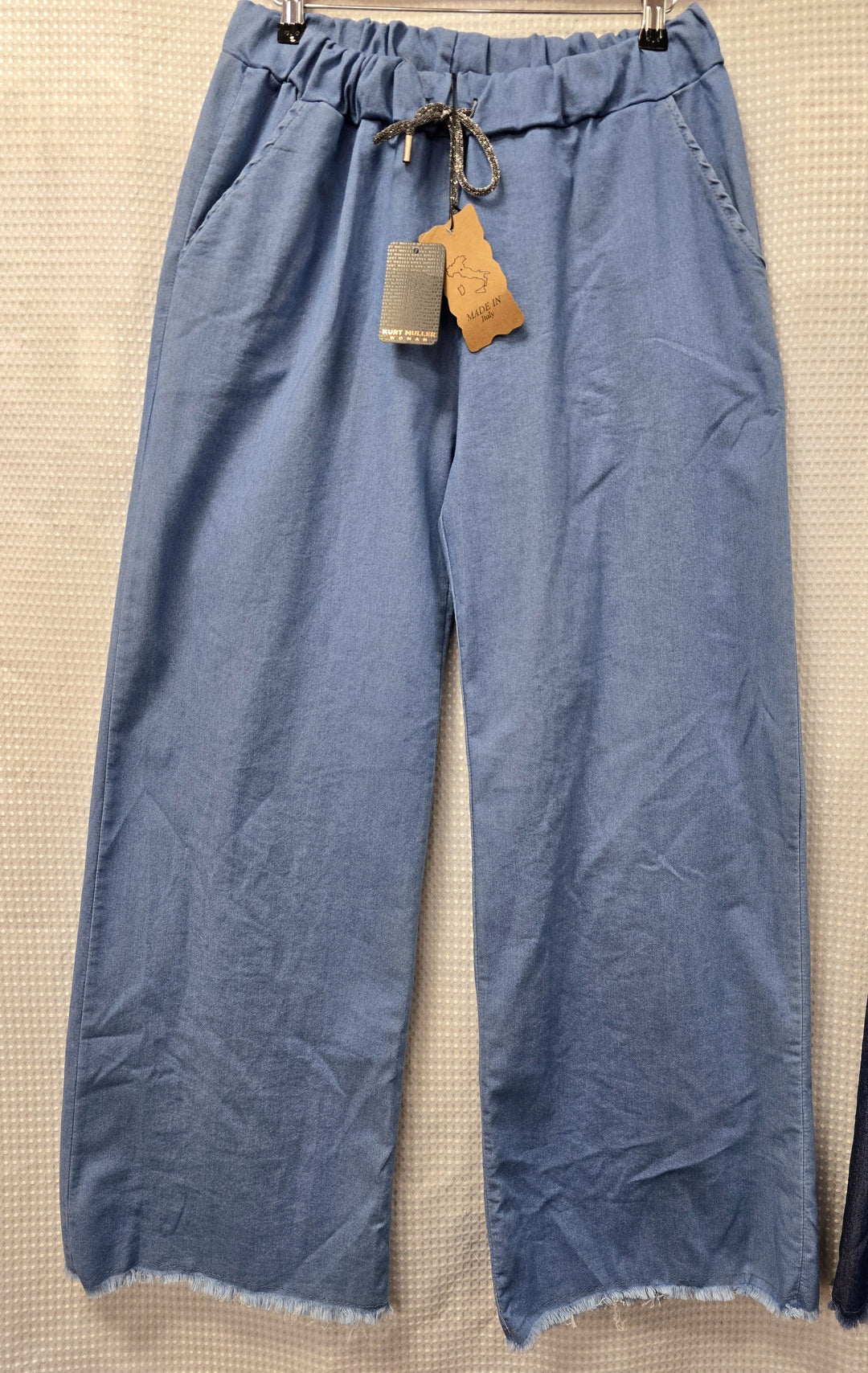 Wide Leg Frayed Hem Denim Magic Trousers
