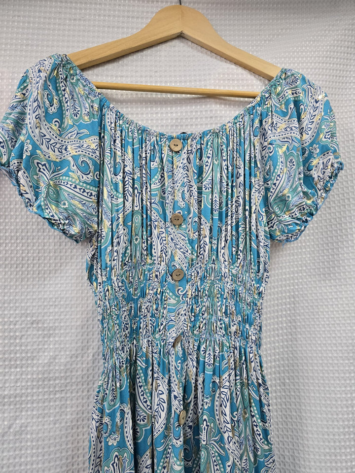 Paisley Gold Foil Pocket Midi Dress (2P.PACK) - jqwholesale.com