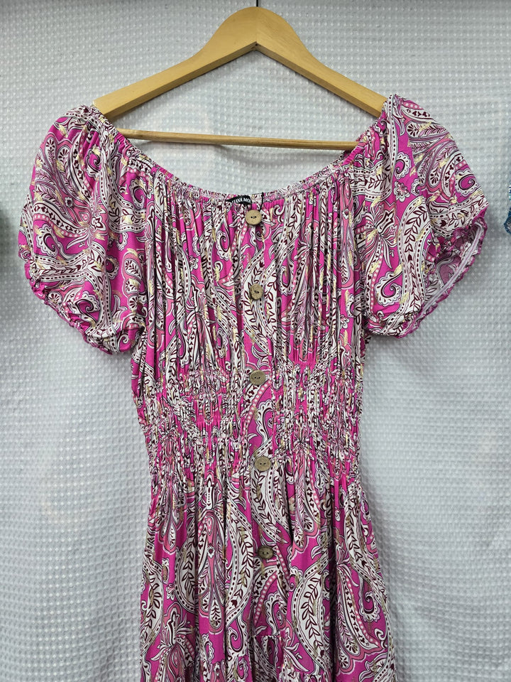 Paisley Gold Foil Pocket Midi Dress (2P.PACK) - jqwholesale.com