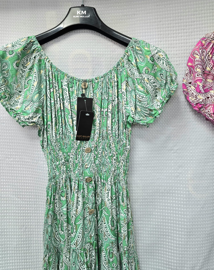 Paisley Gold Foil Pocket Midi Dress (2P.PACK) - jqwholesale.com