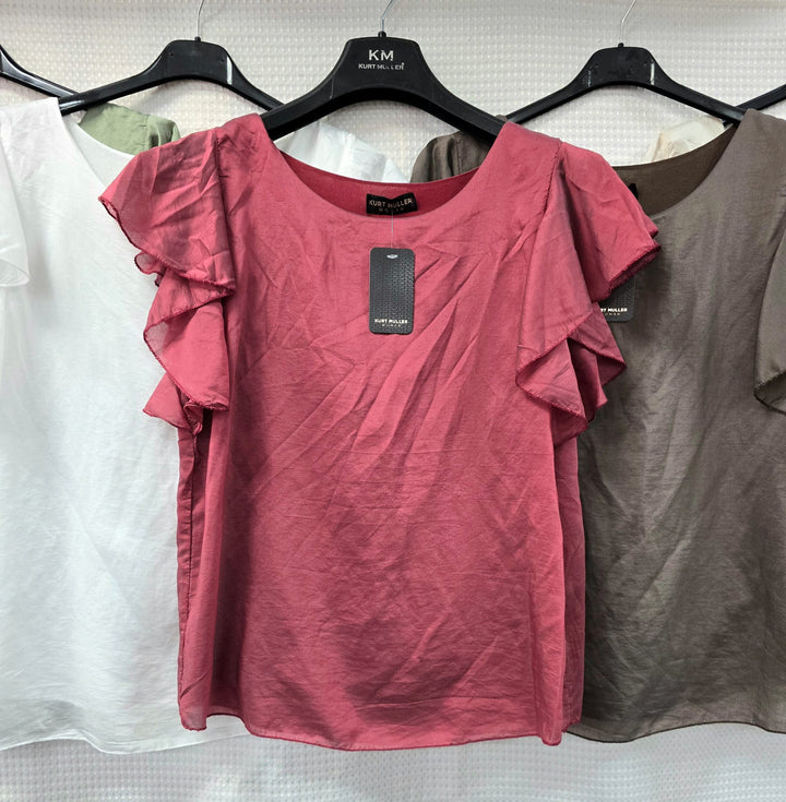 Sateen Tencel Frill Sleeve Blouse - jqwholesale.com