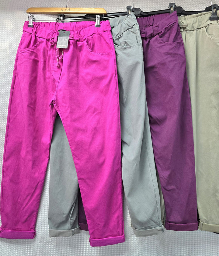 Plain Bi-Stretch Magic Trousers - jqwholesale.com