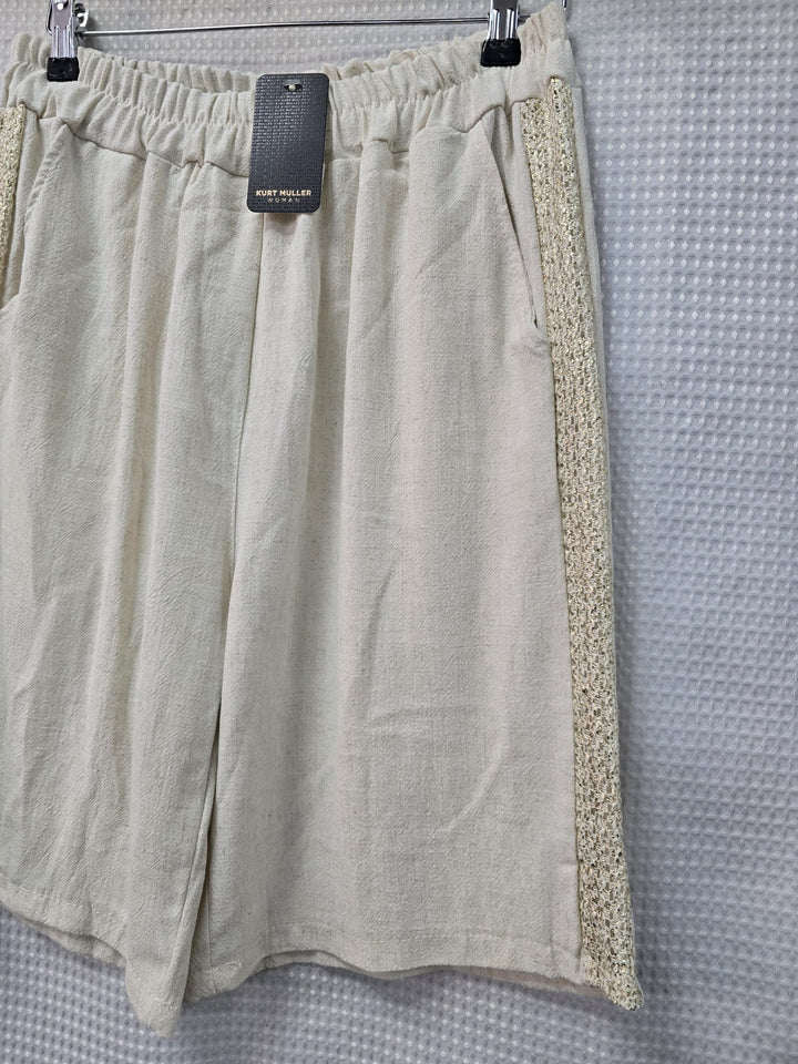 Linen Gold Trim Shorts - jqwholesale.com
