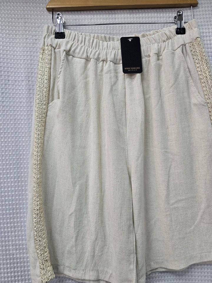 Linen Gold Trim Shorts - jqwholesale.com