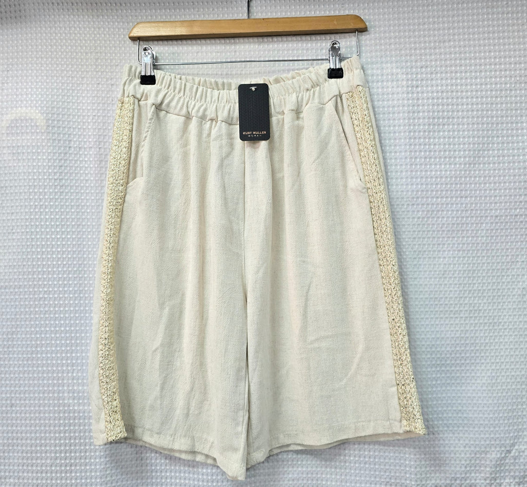 Linen Gold Trim Shorts - jqwholesale.com