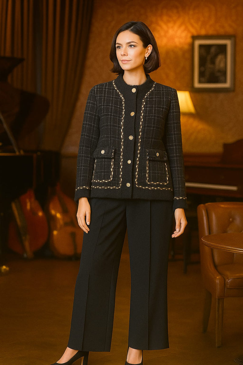 (2P.PACK) Pearl Gold Plait Detail Edge Cardigan - jqwholesale.com