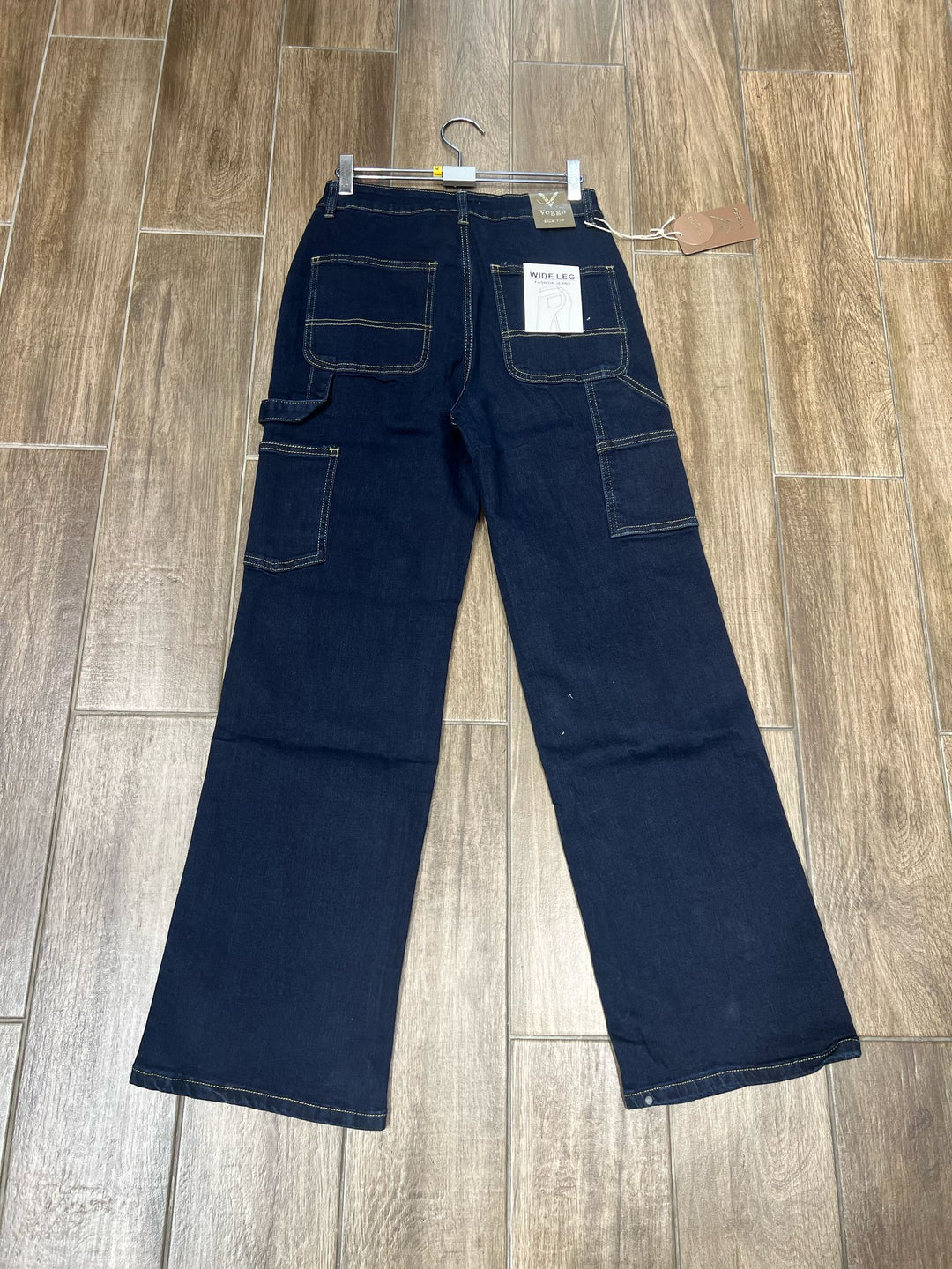 Voggo Dark Wash Carpenter Wide Leg Jeans (5P.PACK) - jqwholesale.com