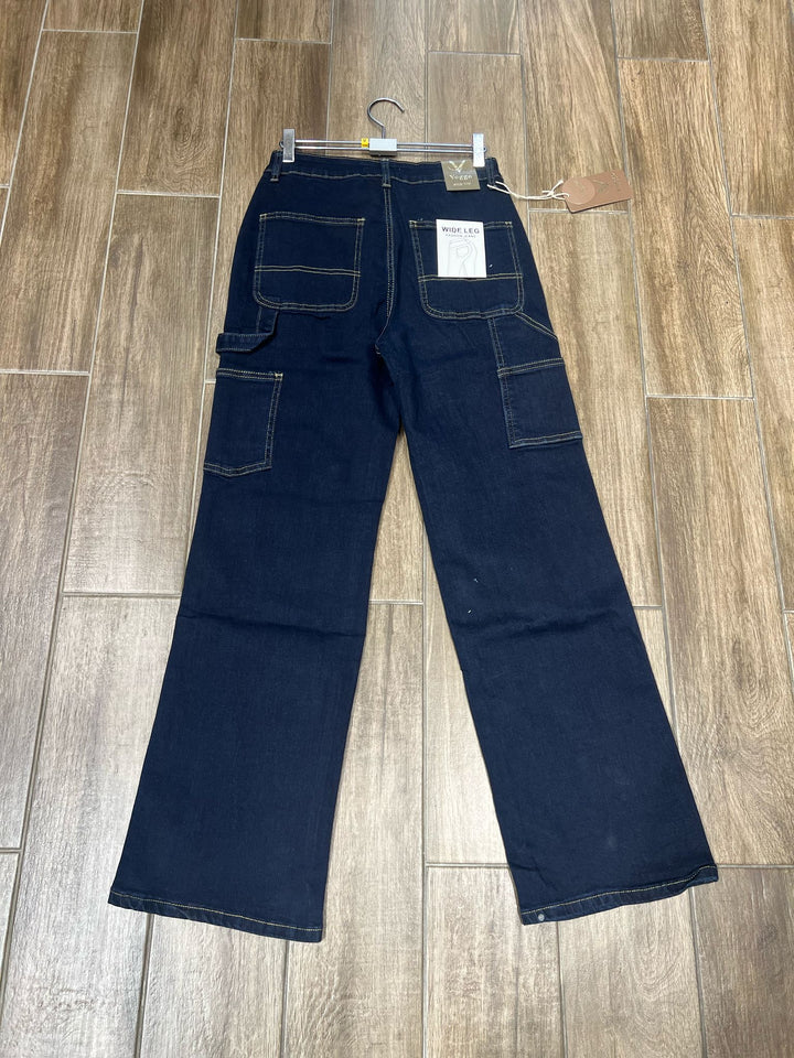 Voggo Dark Wash Carpenter Wide Leg Jeans (5P.PACK) - jqwholesale.com