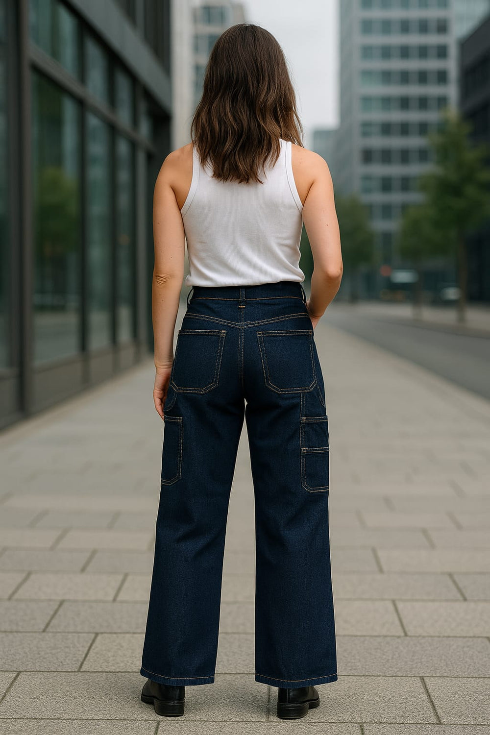 Voggo Dark Wash Carpenter Wide Leg Jeans (5P.PACK) - jqwholesale.com