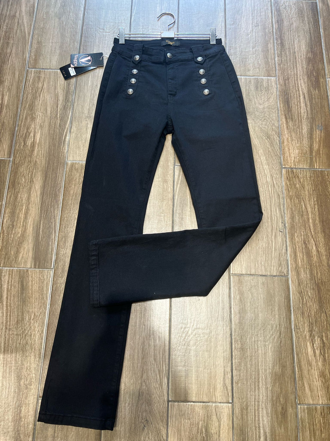 Voggo black straight silver button Jeans (5p.pack) - jqwholesale.com