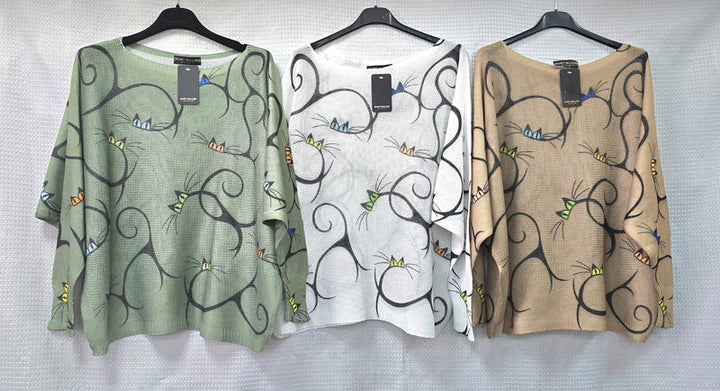 Swirls Mesh Knit Top - jqwholesale.com